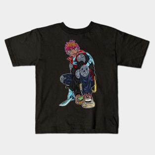 Dreadlock swordman cyberpunk Kids T-Shirt